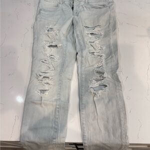 American Eagle Light Blue Distressed Boyfriend Jeans